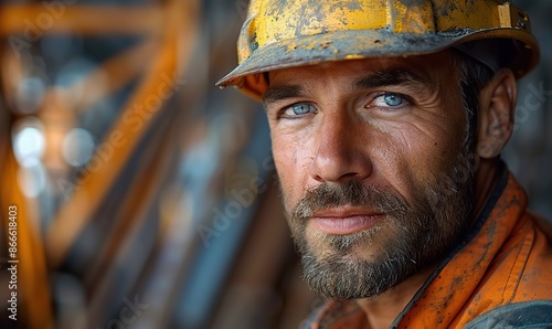 Construction worker isolated on white background.