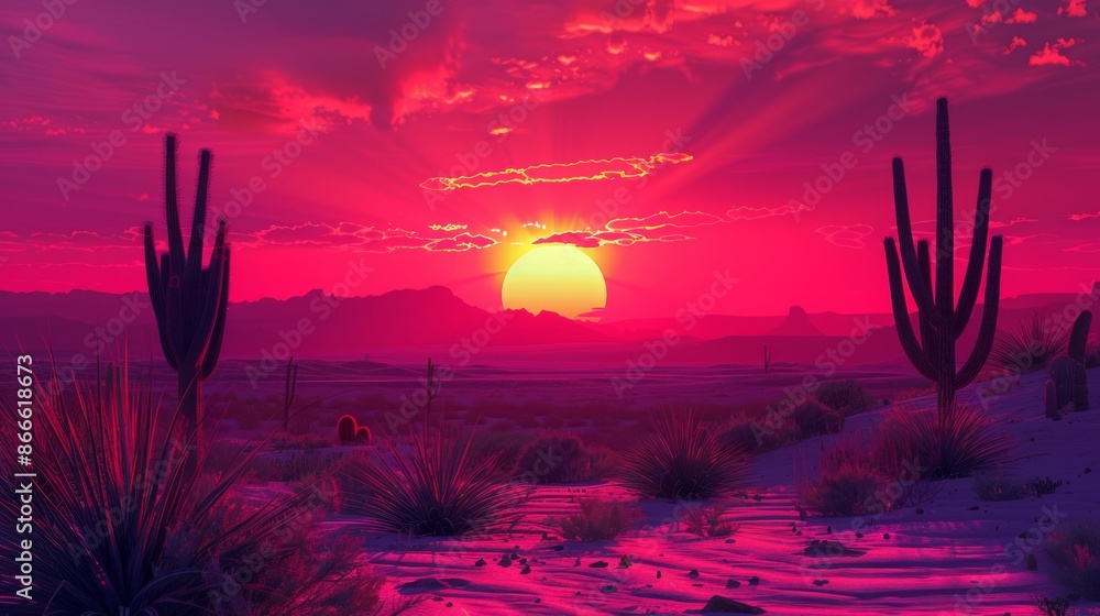 Sunset in the Desert: A Vibrant Landscape Sunset in the Desert: A Vibrant Landscape