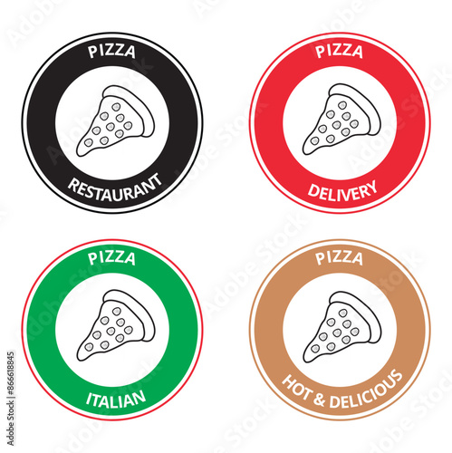 Logotipo con una porción de pizza  Vector