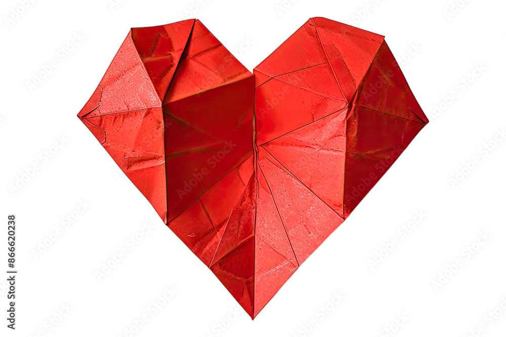 Red paper heart isolated on transparent background Red paper heart isolated on transparent background