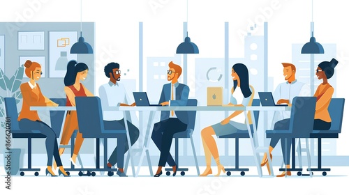 cartoon business meeting in the office