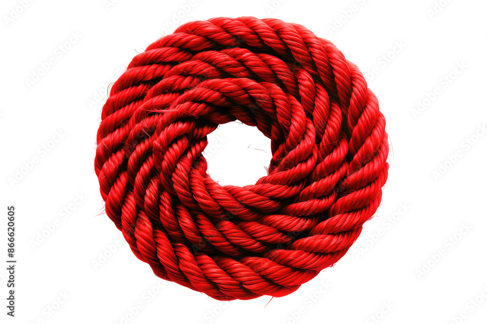 Red rope roll isolated on transparent background Red rope roll isolated on transparent background