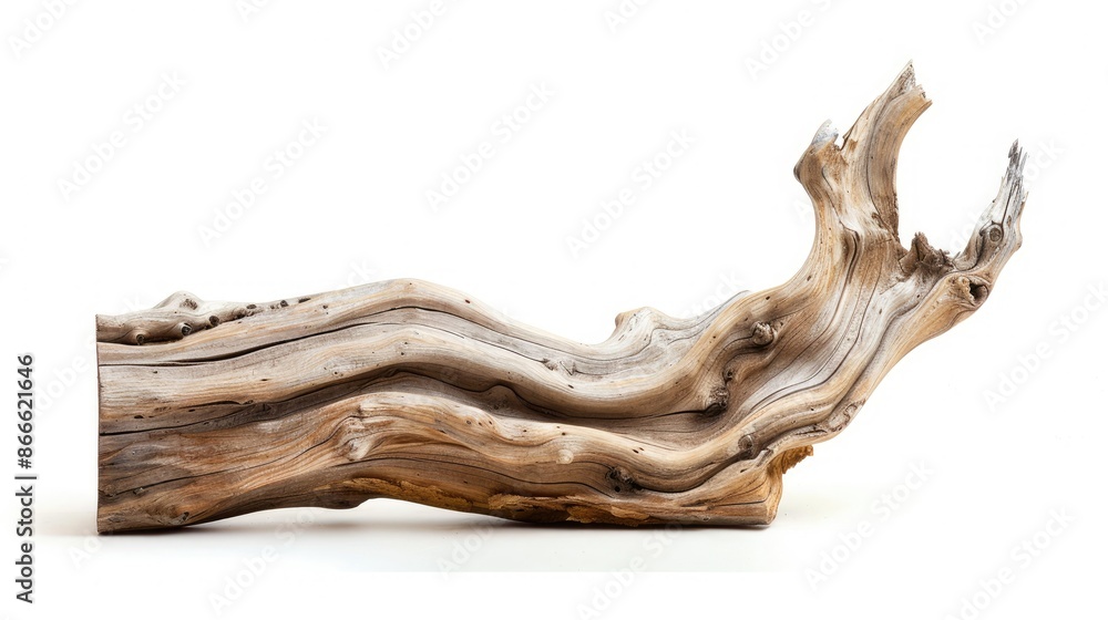 Isolated driftwood sculpture with smooth contours, perfect for decorative concepts Isolated driftwood sculpture with smooth contours, perfect for decorative concepts