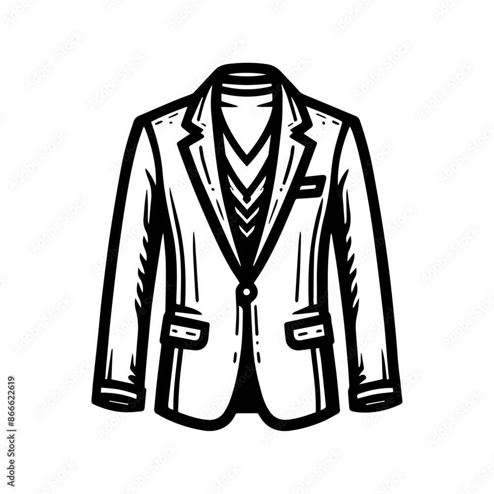 Blazer Jacket suit flat sketch fashion illustration Blazer Jacket suit flat sketch fashion illustration
