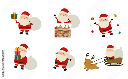 サンタクロースのイラストのポーズセット Pose set of Santa Claus illustration