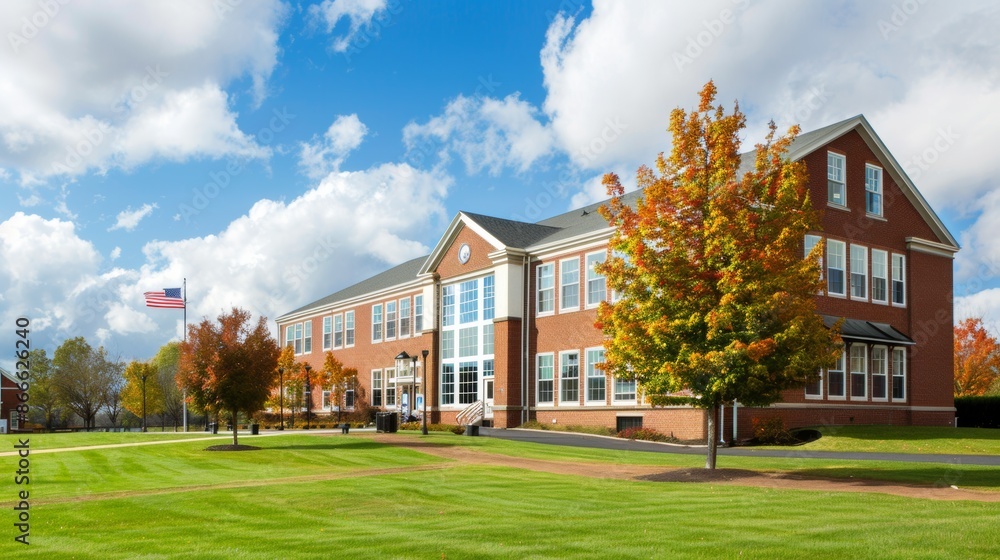 Fototapeta premium School building.View of typical American school building exterior