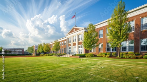 School building.View of typical American school building exterior