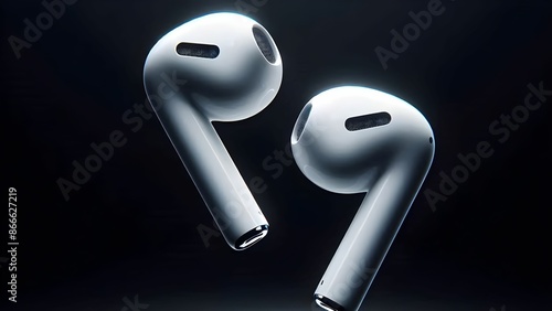 white wireless comfortabe airpods in dark background