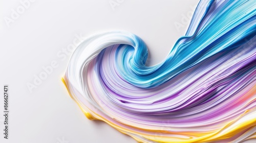 Colorful abstract background with flowing paint strokes in blue, purple, yellow, and white hues. A vibrant, creative design element.