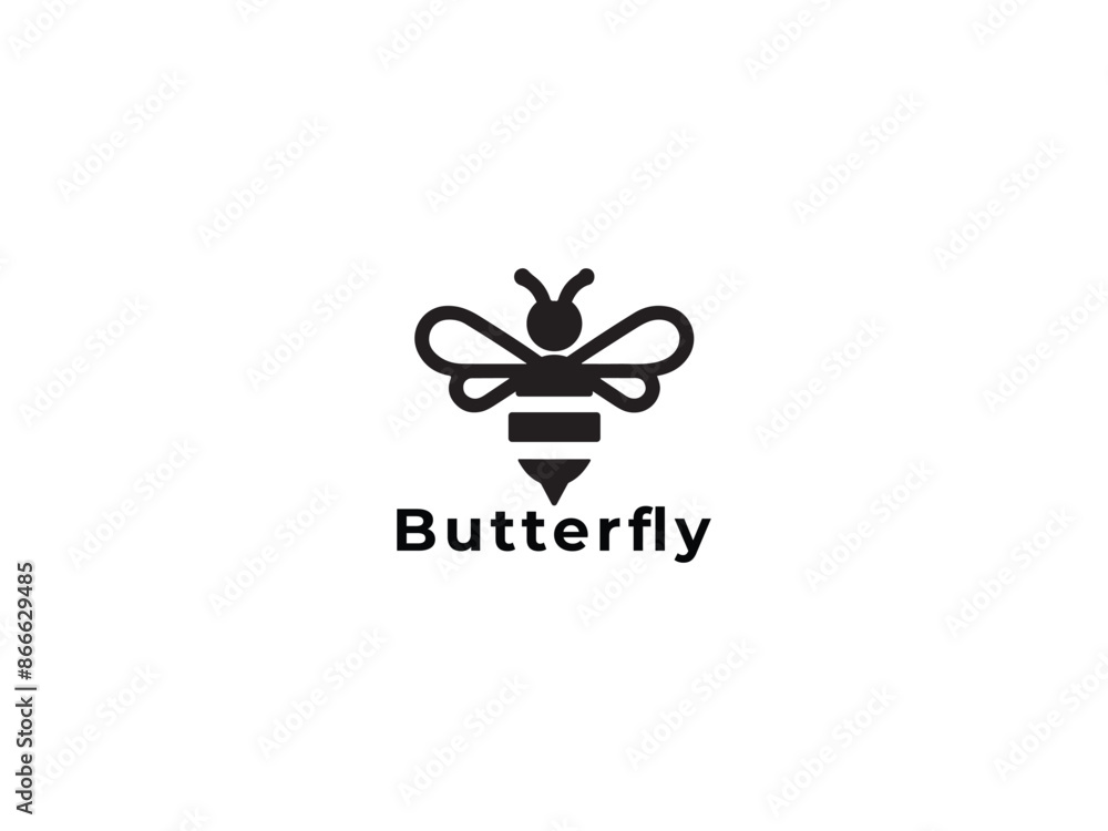 Butterfly logo icon on a white background. black and white butterfly. Butterfly logo icon on a white background. black and white butterfly.