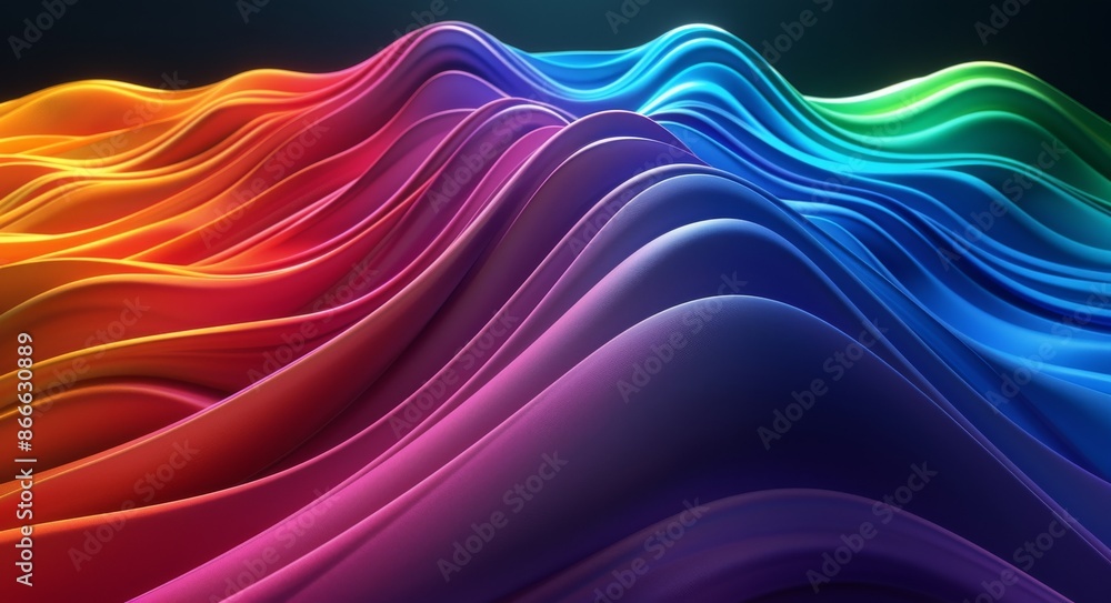 Abstract Rainbow Waves Digital Art Illustration Abstract Rainbow Waves Digital Art Illustration