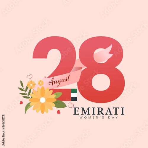 Emirates Women's Day Design with Female with Hijab Vector Illustration. Emirati Womens Day Template Suitable for Poster Banner Flyer Background. UAE Women's Day August.