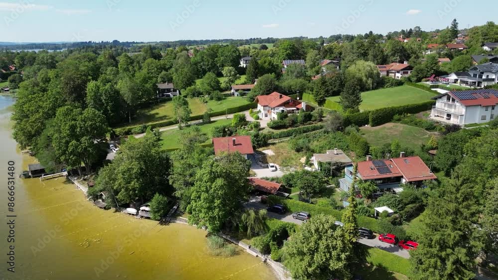 lake germany bavaria pitoresque forward drone aerial beach clear water blue sunshine summer weather lake germany bavaria pitoresque forward drone aerial beach clear water blue sunshine summer weather