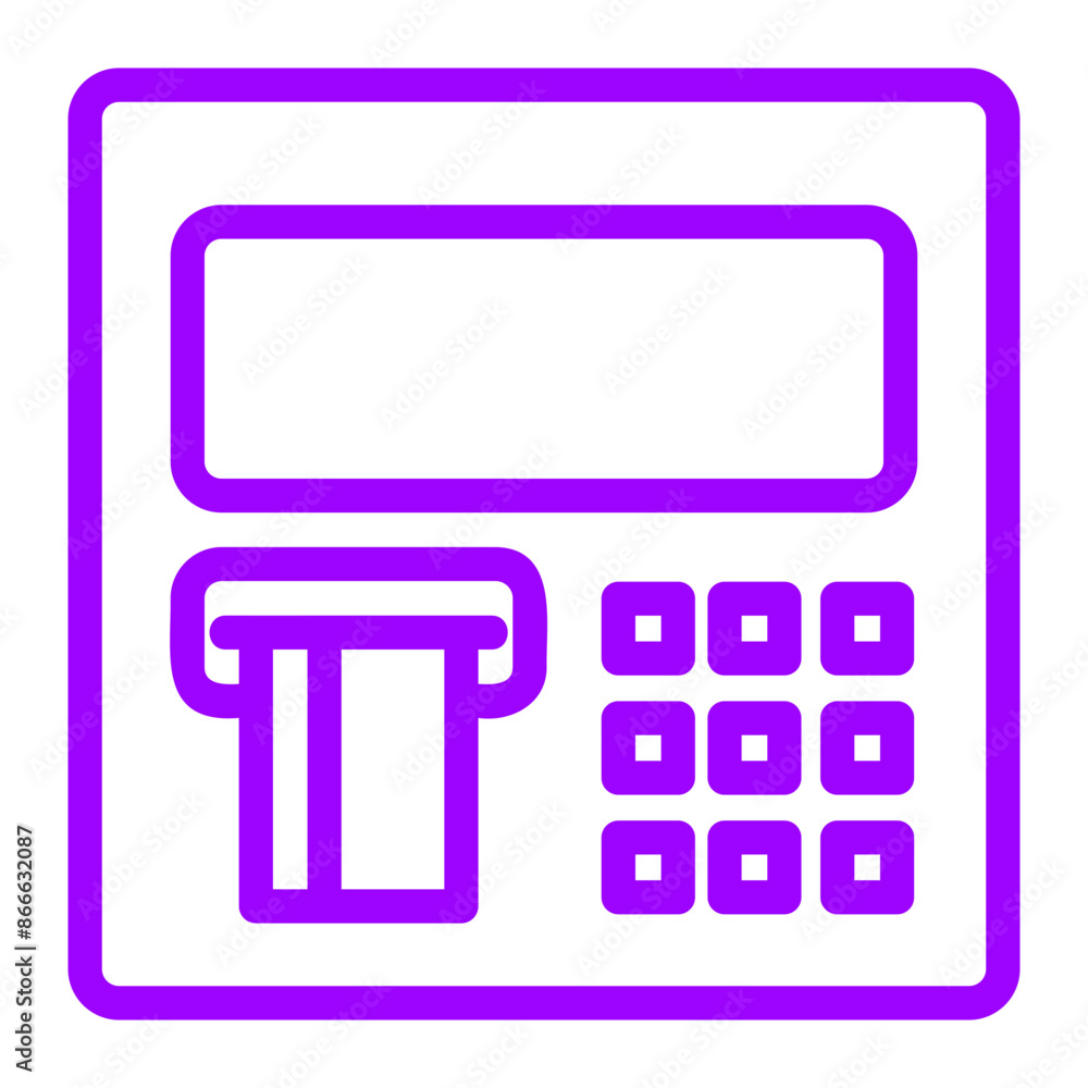 Cash machine icon with style outline fill Cash machine icon with style outline fill
