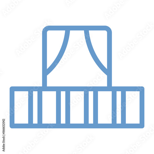 Balcony window icon with style outline fill