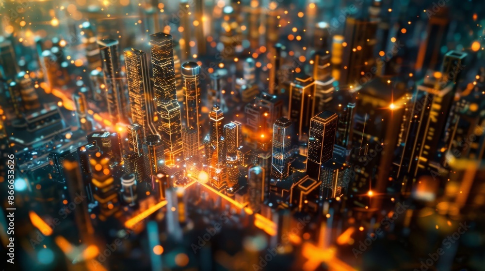 A close-up of a city skyline at night, showcasing the abstract patterns of lights and buildings, creating a sense of urban energy and complexity. A close-up of a city skyline at night, showcasing the abstract patterns of lights and buildings, creating a sense of urban energy and complexity.