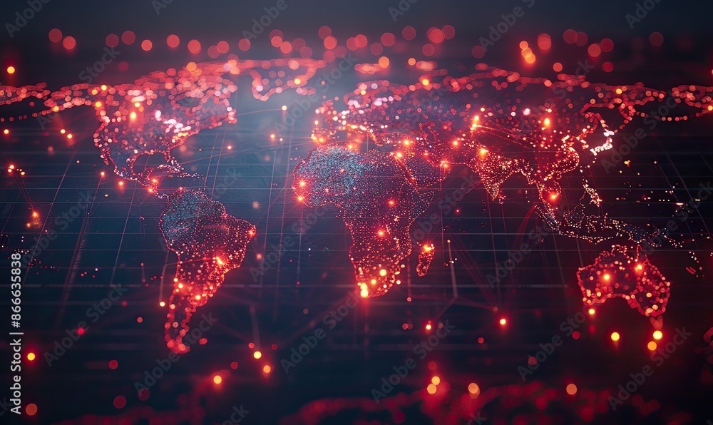 Fototapeta premium E-commerce connects the world through digital technologies and big data analytics, enabling global business and connectivity.