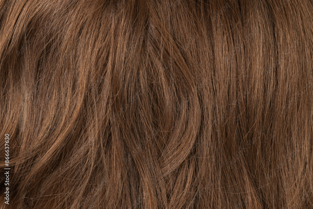 Naklejka premium Long human brown hair background texture close up