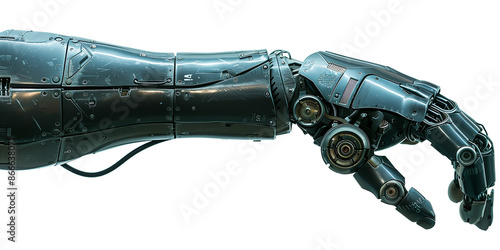 Sci-fi robot hand isolated on transparent or white background 