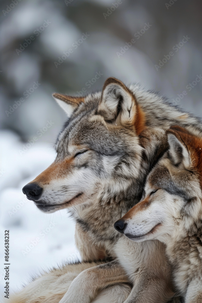 Wolves tender moment. Wildlife photography, nature documentaries, themes of love and companionship. Wolves tender moment. Wildlife photography, nature documentaries, themes of love and companionship.