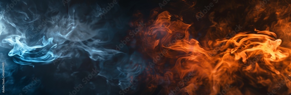 The concept of heat and cold is represented by an abstract fire element against (and against) an ice element. The concept of heat and cold is represented by an abstract fire element against (and against) an ice element.