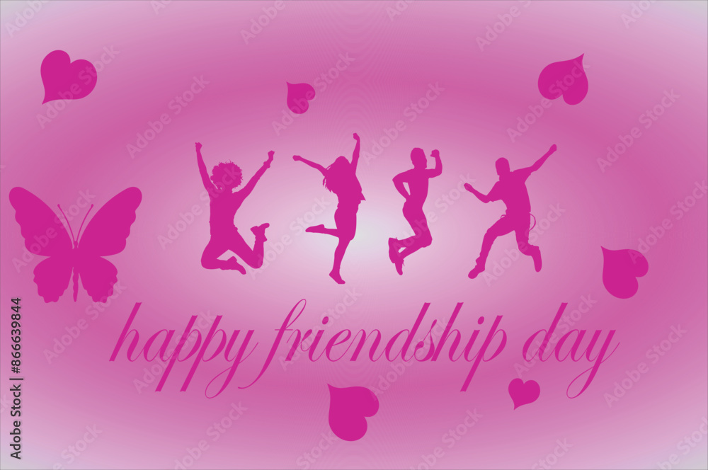 Celebrate Happy Friendship Day with this vibrant pink background vector, perfect for conveying joy and camaraderie Celebrate Happy Friendship Day with this vibrant pink background vector, perfect for conveying joy and camaraderie
