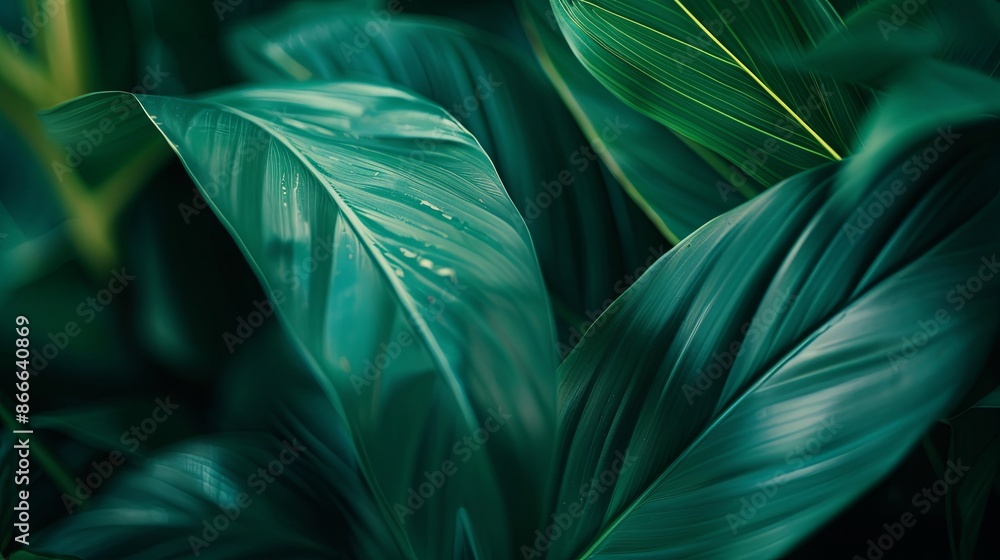 Green tropical plant close-up Green tropical plant close-up
