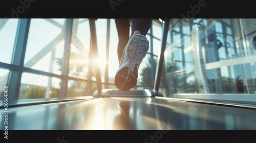 The legs running on treadmill photo