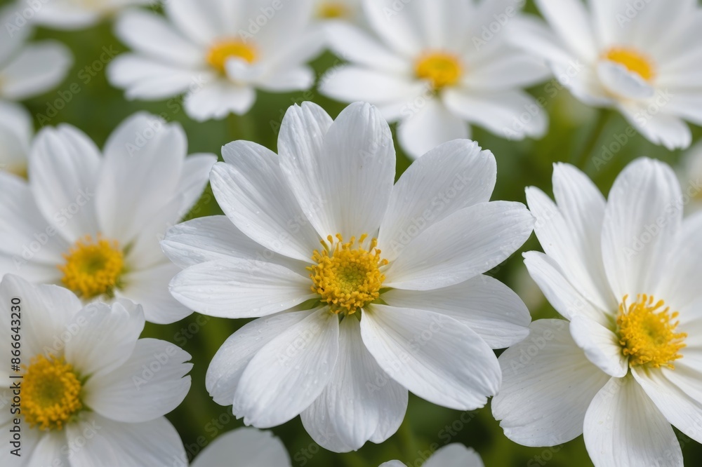 Fototapeta premium White flowers background. Macro of white petals texture. Soft dreamy image
