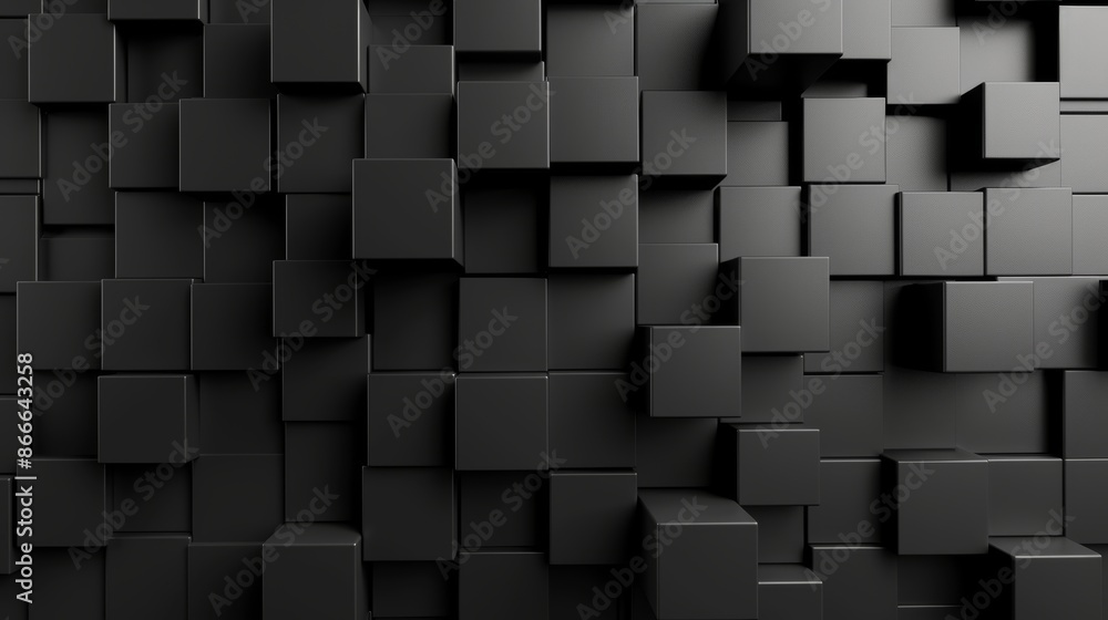 3D illustration of black cubes against a geometric abstract background 3D illustration of black cubes against a geometric abstract background