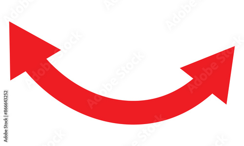 Dual semi circle arrow. Red arch double arrow. Arrow pointer vector icon isolated on white background. Vector illustration. eps 10