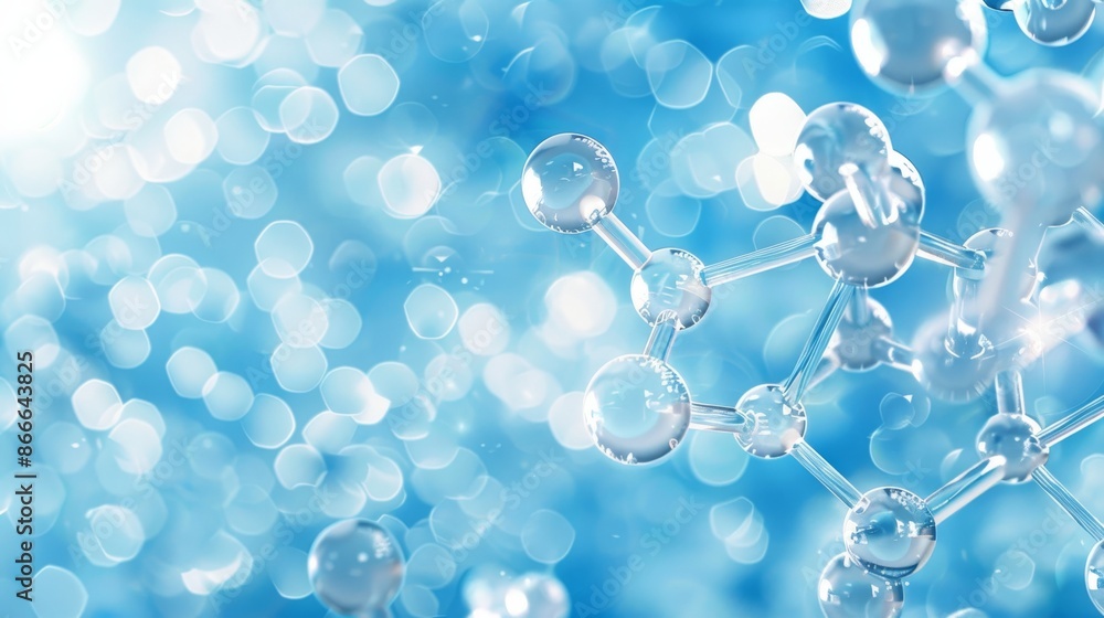 Molecular structure illustration against a blue background Molecular structure illustration against a blue background