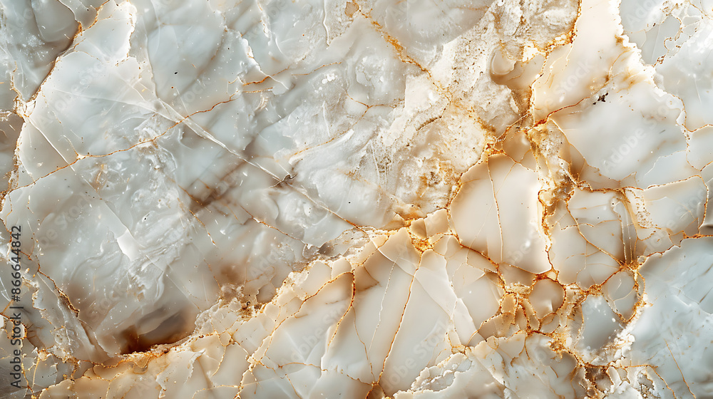 Highly Detailed Photorealistic Close-Up of Marble Stone with Veins and Golden Cracks, Soft White Tones with Hints of Gold and Brown, Showcasing Natural Beauty and Elegance for Design Projects Highly Detailed Photorealistic Close-Up of Marble Stone with Veins and Golden Cracks, Soft White Tones with Hints of Gold and Brown, Showcasing Natural Beauty and Elegance for Design Projects