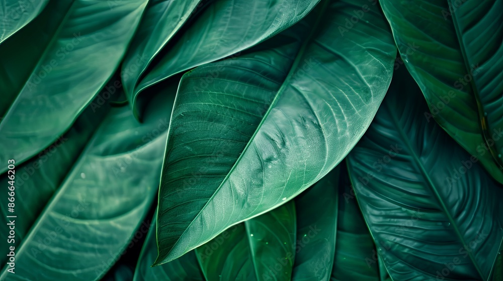 Green tropical plant close-up Green tropical plant close-up