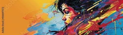 Detailed graphic of a pop art-inspired abstract mural, featuring bold lines, bright colors, and dynamic shapes to create a visually stimulating piece