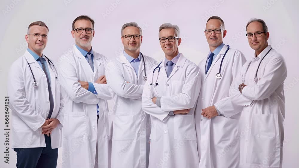 A group of male doctors standing and smiling looking at the camera transparent background A group of male doctors standing and smiling looking at the camera transparent background