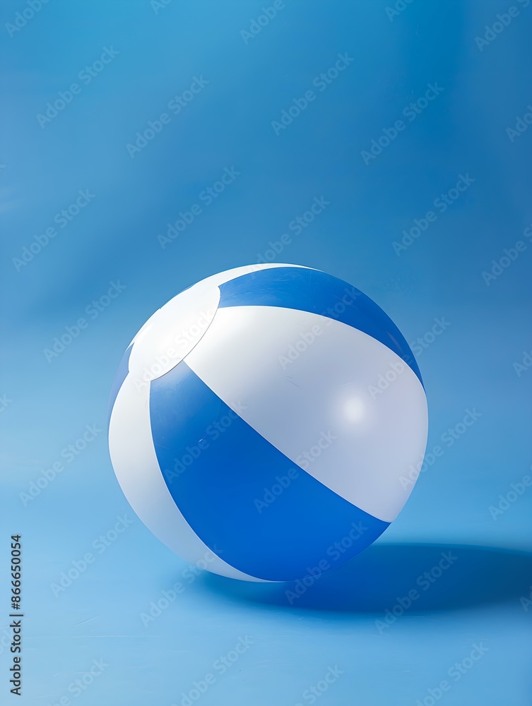 Blue and White Beach Ball on a blue Background. Summer Wallpaper Blue and White Beach Ball on a blue Background. Summer Wallpaper