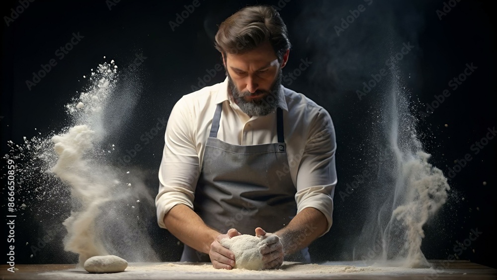 man preparing dough, slow motion at 60 fps man preparing dough, slow motion at 60 fps