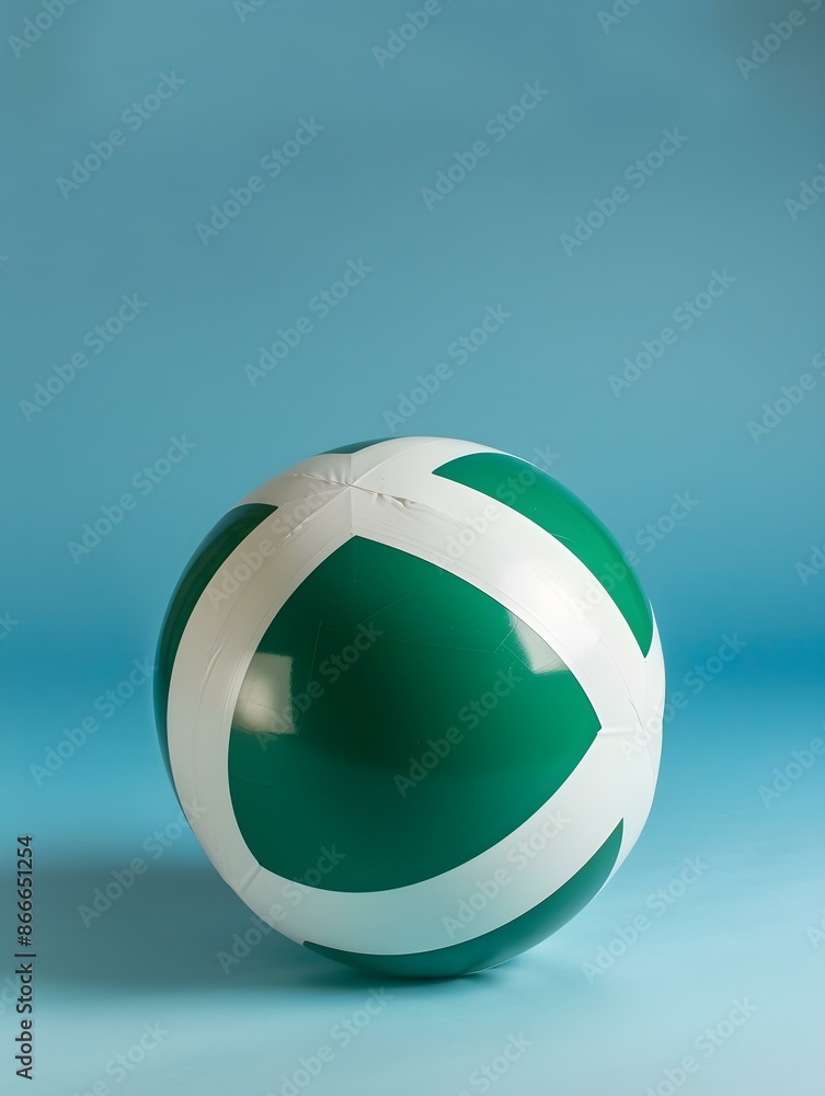 Dark Green and White Beach Ball on a blue Background. Summer Wallpaper Dark Green and White Beach Ball on a blue Background. Summer Wallpaper