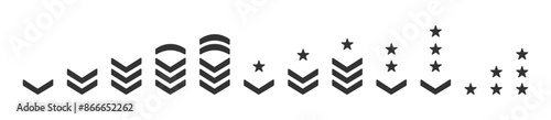 Army ranking icons. Military rank. Chevron stripes badge. Vector illustration