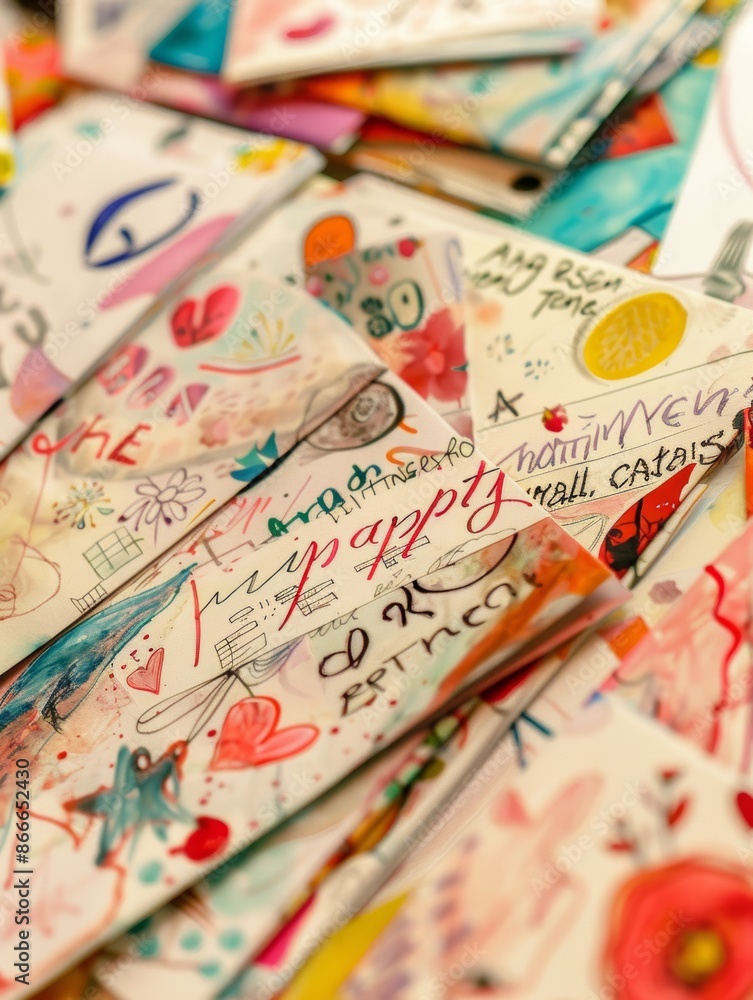 Colorful Handwritten Envelopes With Drawings and Messages Colorful Handwritten Envelopes With Drawings and Messages