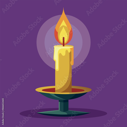 Realistic vector image of a burning candle
