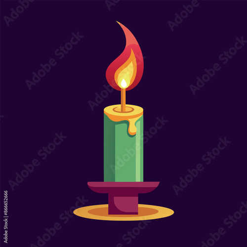 Realistic vector image of a burning candle
