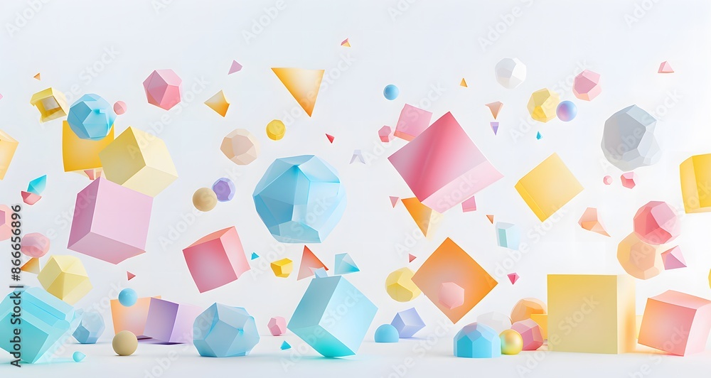 light background with colorful triangular elements flying in the air light background with colorful triangular elements flying in the air