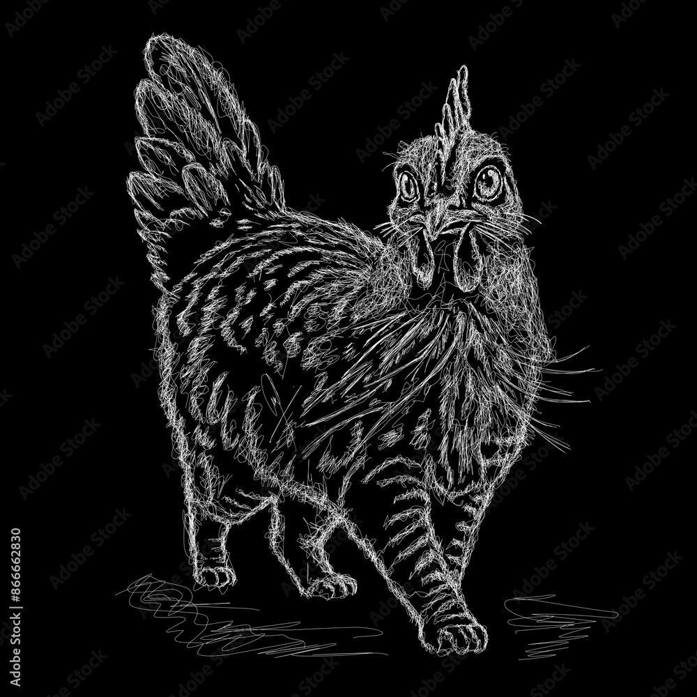 Obraz premium Chicken and cat