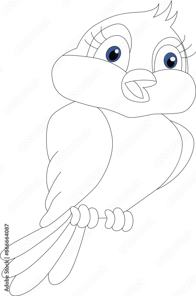 Fototapeta premium Cute bird coloring page for kids
