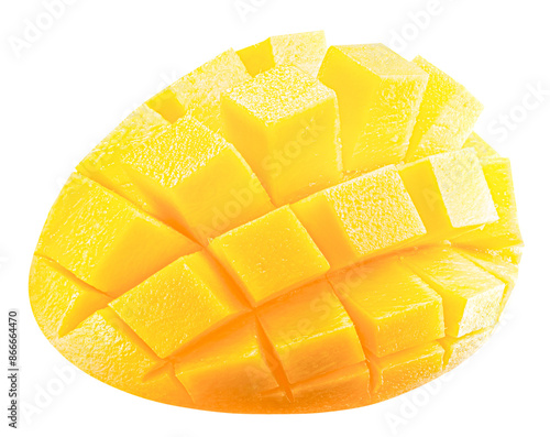 Obraz na płótnie mango cube slices isolated on a white background. Clipping path
