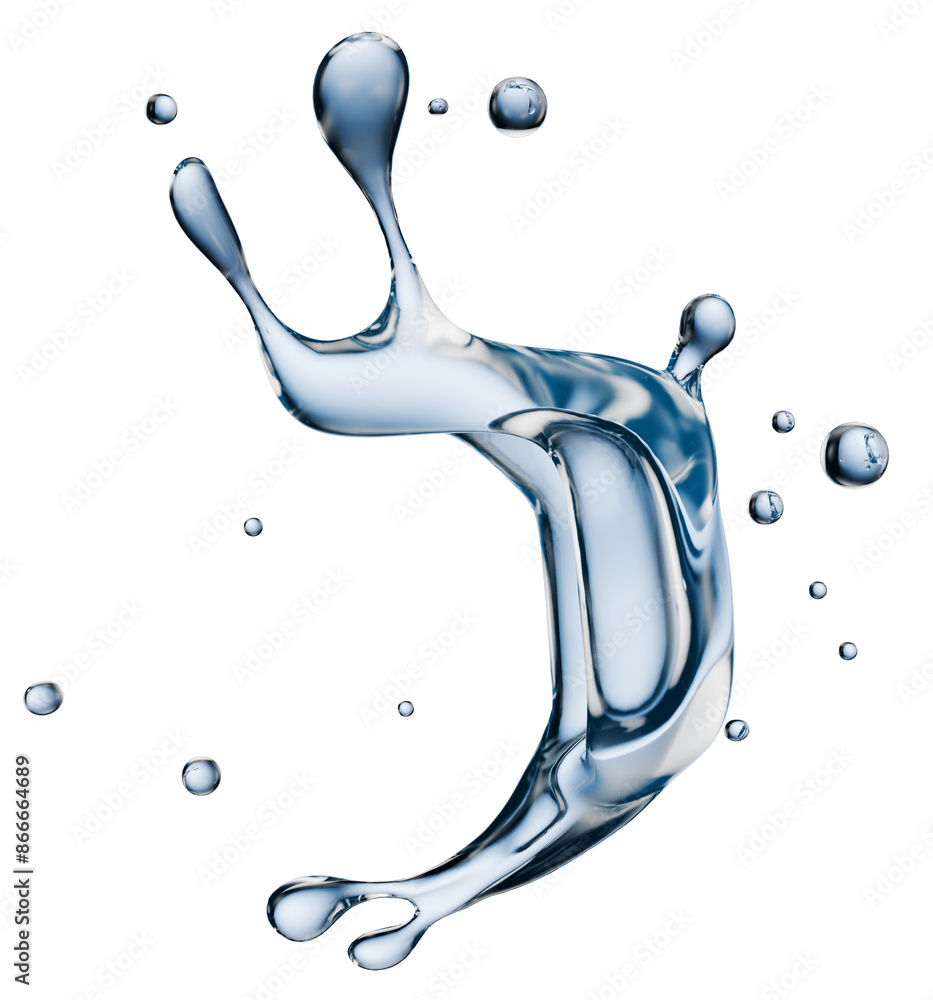 Fotografie blue water splash isolated on a white background