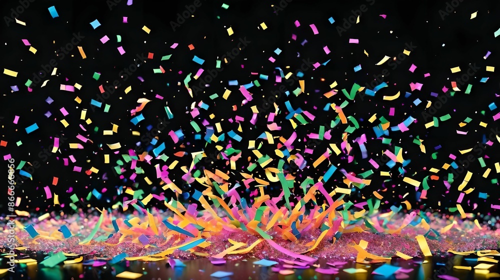 Explosion of colorful confetti on a black background Explosion of colorful confetti on a black background