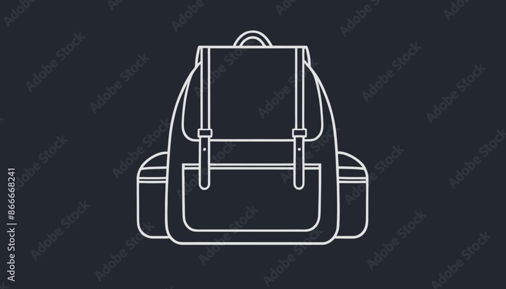 Continuous Line Drawing of School Backpack: Editable Stroke Continuous Line Drawing of School Backpack: Editable Stroke
